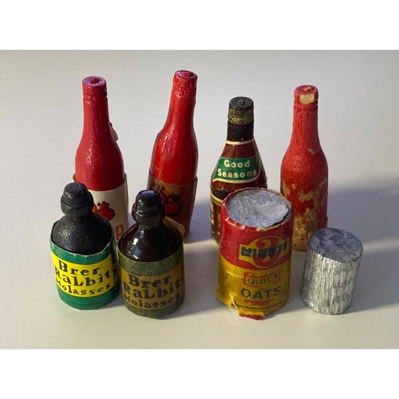 VTG Doll House Miniatures Food Condiments Can Box Bottles Assortment - Picture 2 of 14